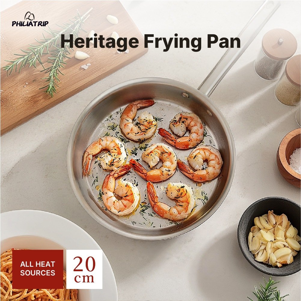 PHILIATRIP Heritage stainless steel frying pan searing shrimp
