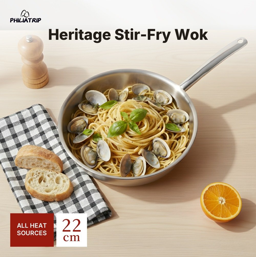 PHILIATRIP Heritage stainless steel stir-fry wok